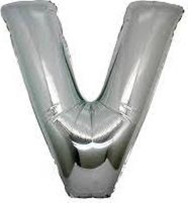 V Harf Folyo Balon Gümüş Renk  40 inç  - Image 1