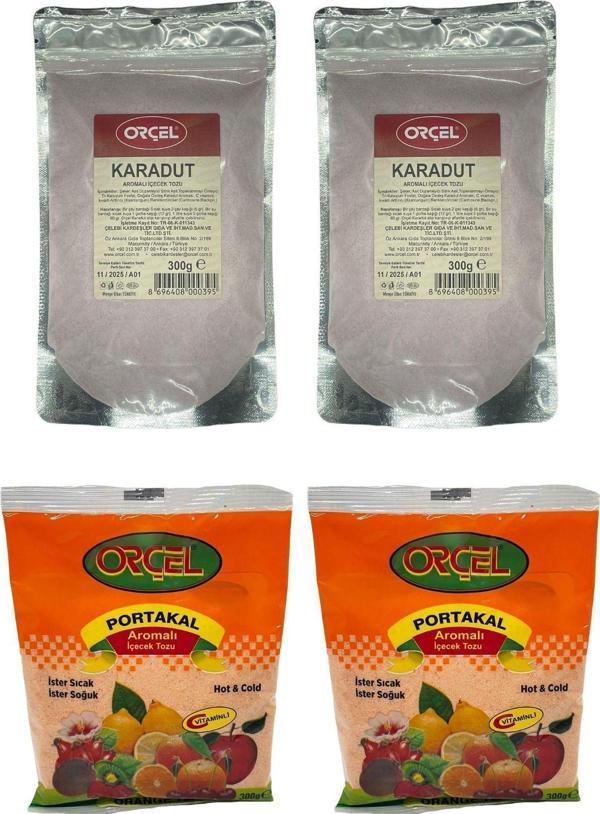 Orçel 2 Portakal + 2 Karadut Aromalı Içecek Tozu Oralet Çay 4X300Gr - Image 1