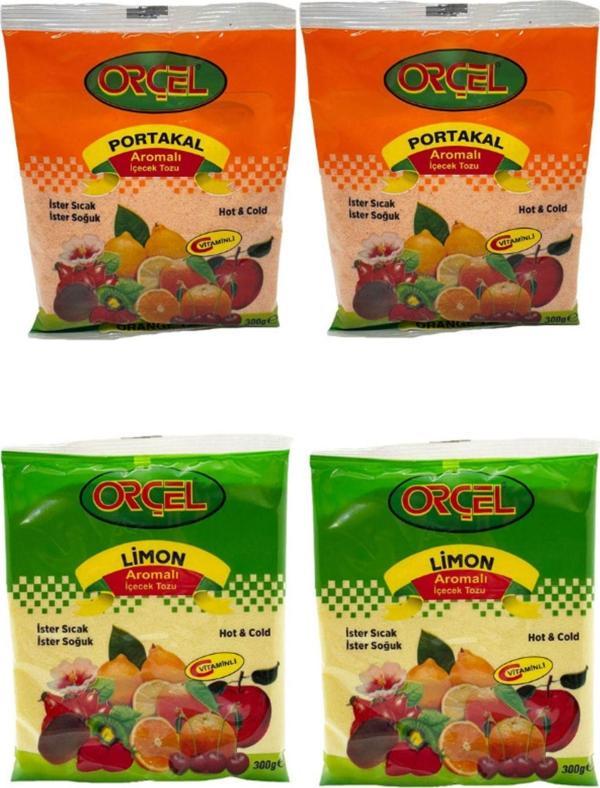 Orçel 2 Portakal + 2 Limon Aromalı Içecek Tozu Oralet Çay 4X300 gr  - Image 1