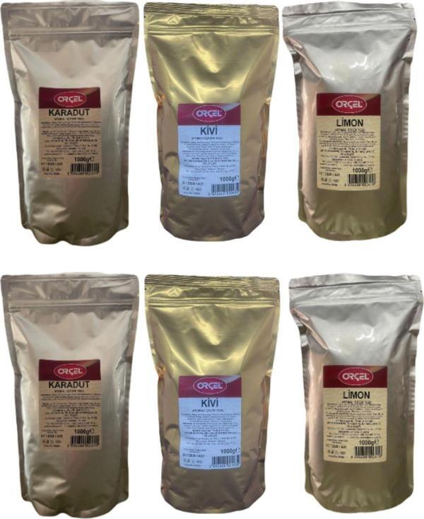 Orçel 2Kg Karadut 2Kg Kivi 2Kg Limon Aromalı Içecek Tozu Oralet Sıcak Soğuk 6 Kg. Kafe Seti - Image 1