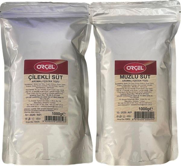 Orçel Çilekli Süt + Muzlu Süt Aromalı İçecek Tozu Oralet 2X1Kg. - Image 1