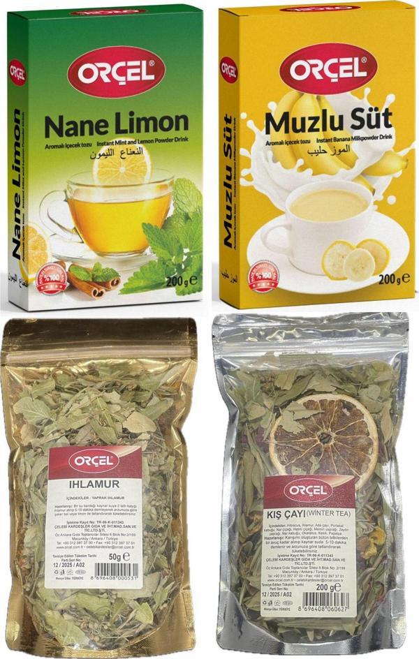 Orçel Kış Çayı Ihlamur Muzlu Süt Nane Limon Set 4 Adet - Image 1