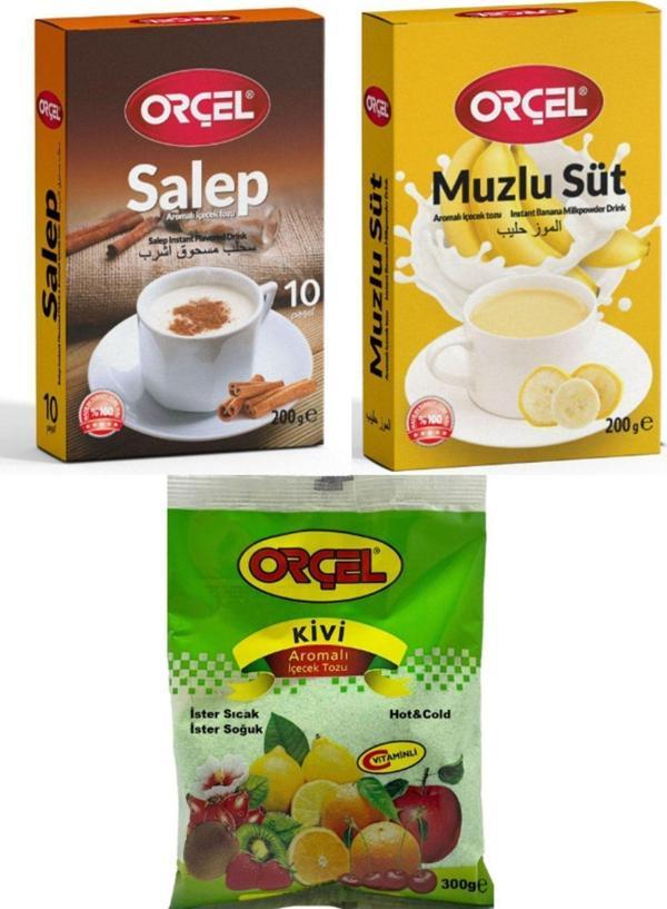 Orçel Muzlusüt 200 grKivi 300 grSalep 200 grAromalı Içecek Tozu Oralet Çay - Image 1