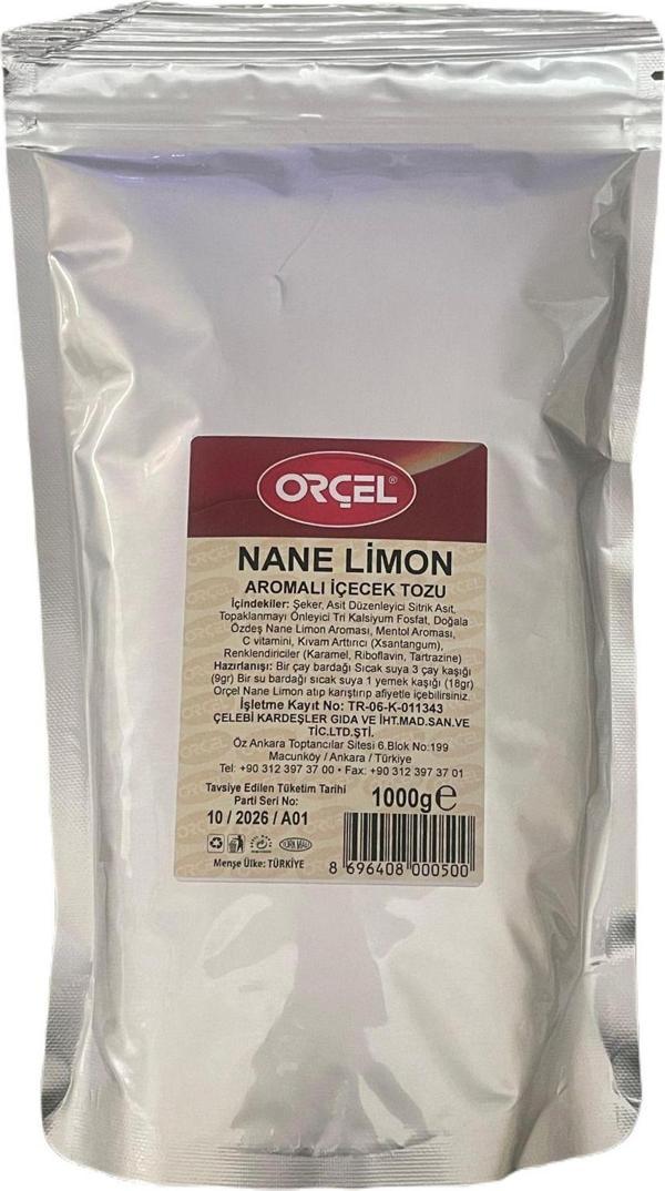 Orçel Nane Limon (Mentöllü) Aromalı Içecek Tozu Oralet Çay 1 Kg. - Image 1