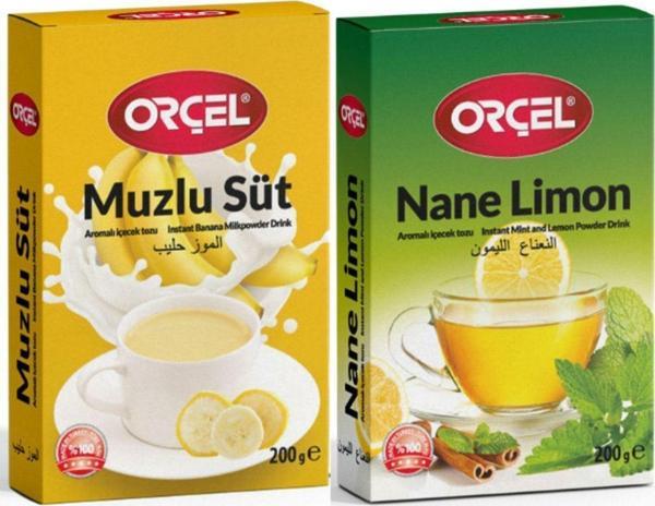 Orçel Nane Limon Muzlu Süt Aromalı Içecek Tozu Oralet Çay 2X200 gr  - Image 1