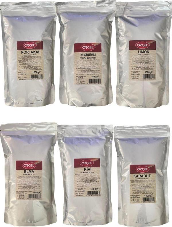 Orçel Portakal +Limon +Kuşburnu +Kivi +Elma +Karadut Aromalı İçecek Tozu Oralet 6X1 Kg - Image 1