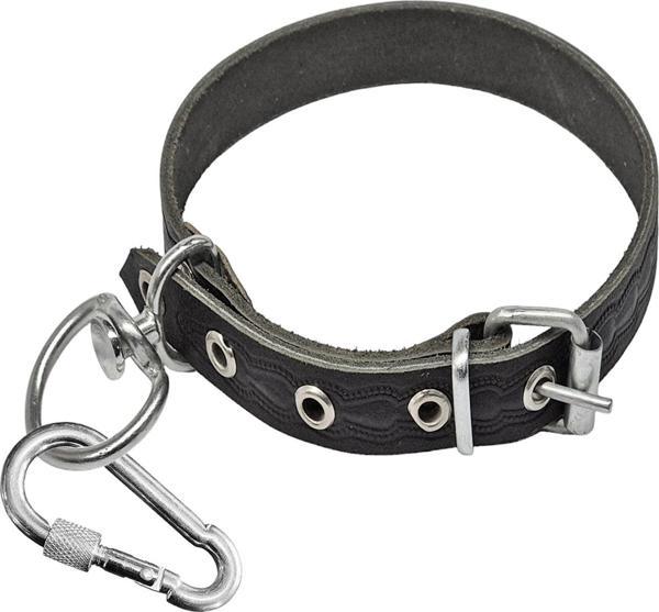 Deri Köpek Boyun Tasması Küçük Irk 48cm Kilitli Karabinalı Tasma - Image 1