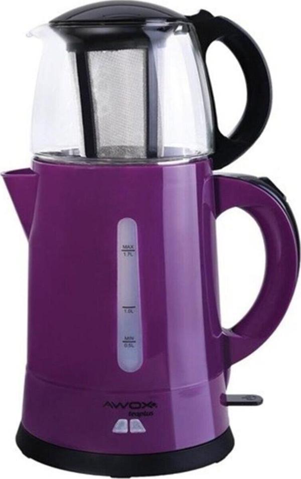 AWOX Teaplus Mürdüm 2000 W Cam Demlikli Çay Makinesi Mürdüm - Image 1