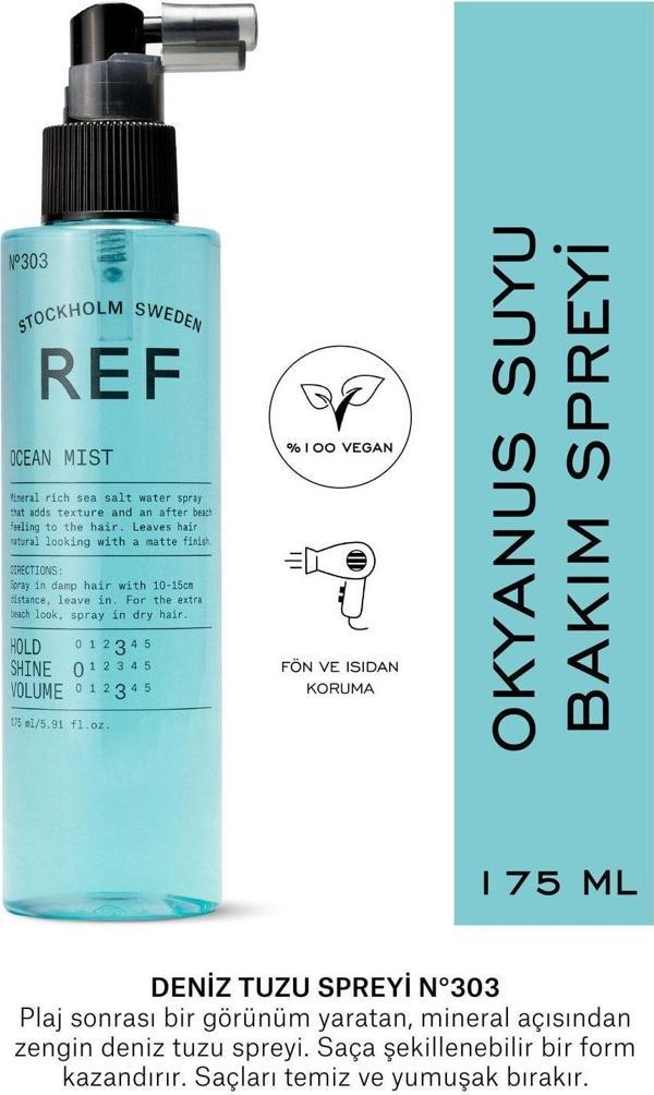 Ref Stockholm Ocean Mıst N°303 175 Ml Doğal, Mat, Hacimli Ve Ferahlatıcı Etki Için Deniz Tuzu Spreyi - Image 1