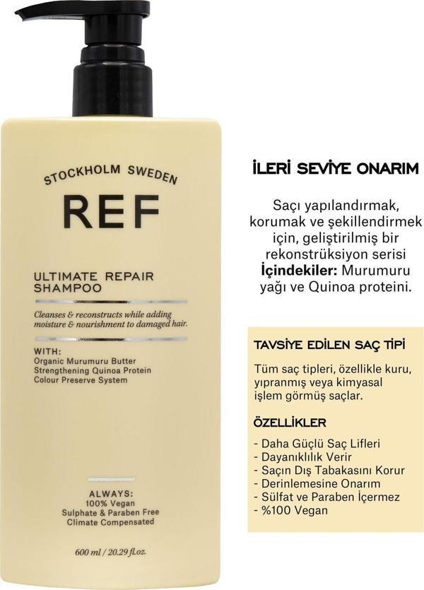 Ref Stockholm Ref Hasarlı Saçlar Için Onarıcı Ve Besleyici Bakım Şampuanı 600 Ml Ultımate Repaır Shampoo - Image 1