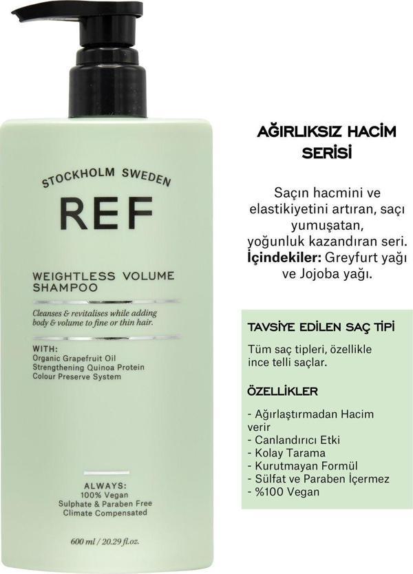 Ref Stockholm Ref Tüm Saç Tipleri Için Hacimlendirici Şampuan 600 Ml Weıghtless Volume Shampoo - Image 1