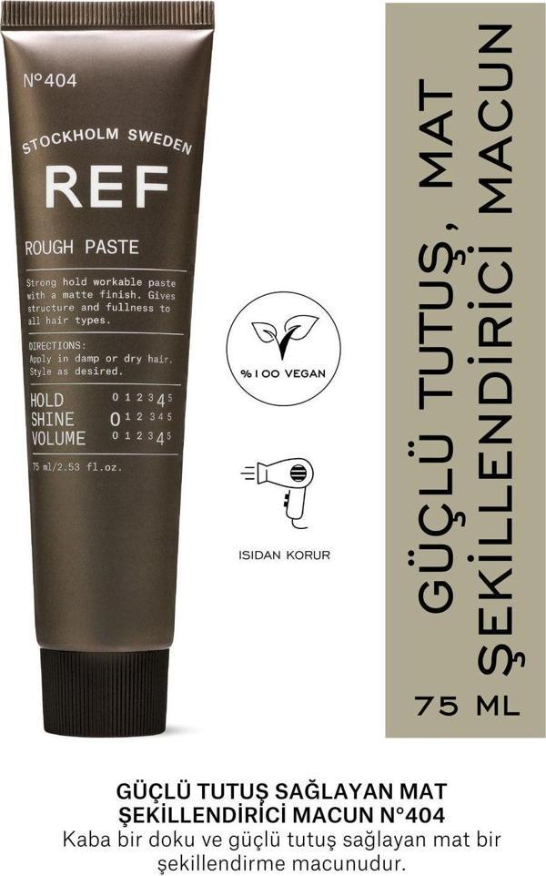 Ref Stockholm Rough Paste N°404 75 Ml Travel Size Güçlü Tutuş Sağlayan Mat Şekillendirici Macun - Image 1
