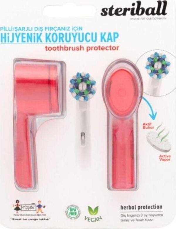 Steriball Pilli Veya Şarjlı Diş Fırçaları İçin Hijyenik Diş Fırçası Kabı 2 Li - Kırmızı-Turkuaz - Image 1