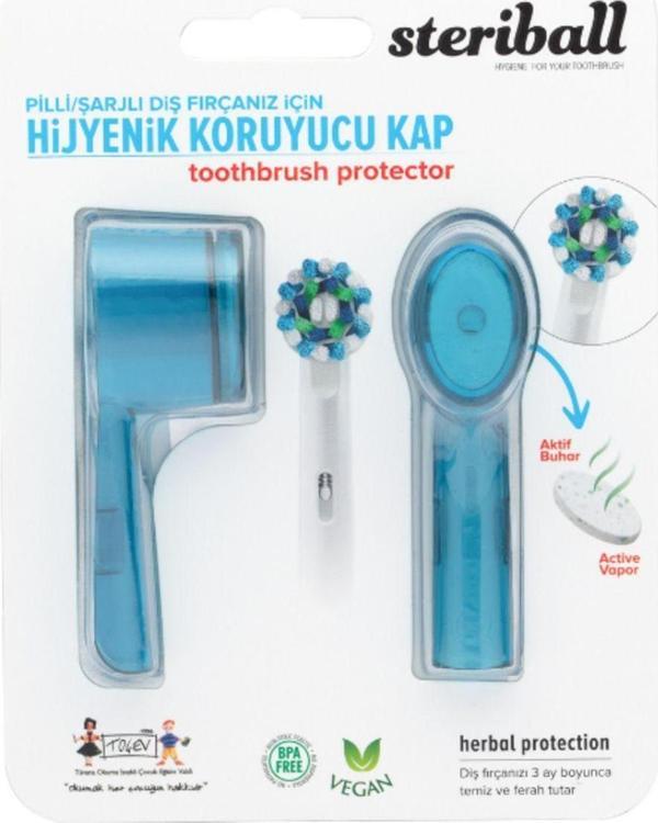 Steriball Şarjlı Ve Pilli Diş Fırçaları İçin Hijyenik Diş Fırçası Koruma Kabı-2'Li Mavi - Image 1