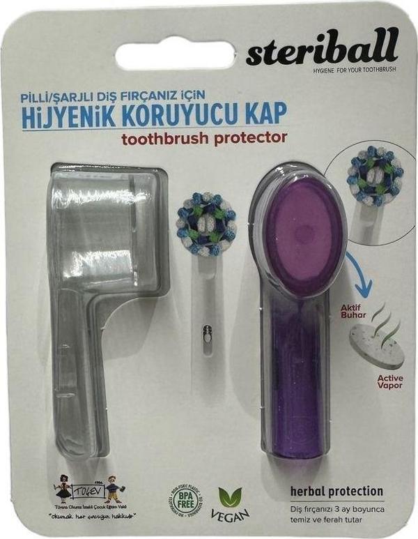 Steriball Şarjlı Ve Pilli Diş Fırçaları İçin Hijyenik Diş Fırçası Koruma Kabı-2'Li Mor - Image 1