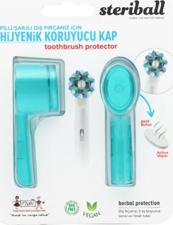 Steriball Şarjlı Ve Pilli Diş Fırçaları İçin Hijyenik Diş Fırçası Koruma Kabı-2'Li Turkuaz X 2 - Image 1