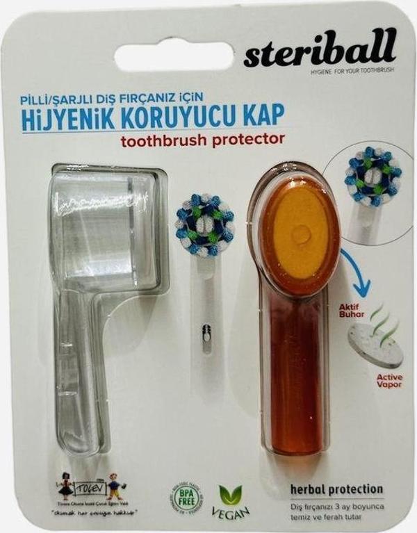 Steriball Şarjlı Ve Pilli Diş Fırçaları İçin Hijyenik Diş Fırçası Koruma Kabı-2'Li Turuncu - Image 1