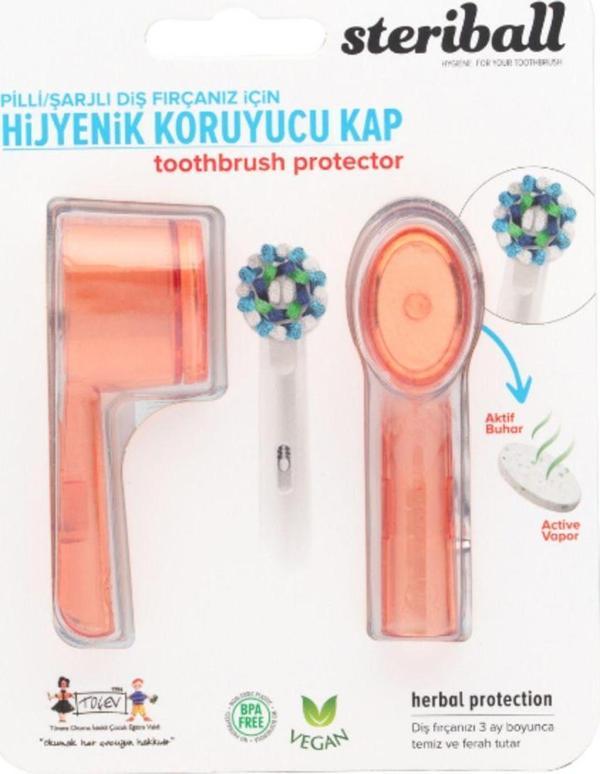 Steriball Şarjlı Ve Pilli Diş Fırçaları İçin Hijyenik Diş Fırçası Koruma Kabı-2'Li Turuncu X 2 - Image 1
