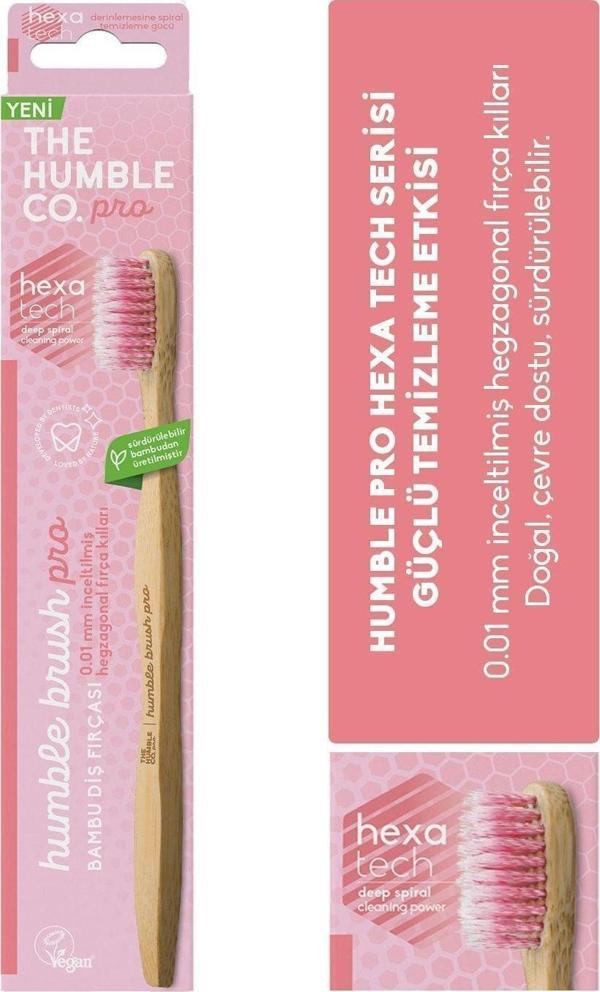 The Humble Co Proserisi Bambu Diş Fırçası, 0.01 Mm Inceltilmiş Hegzagonal Spiral Fırça Kılları,Pembe - Image 1