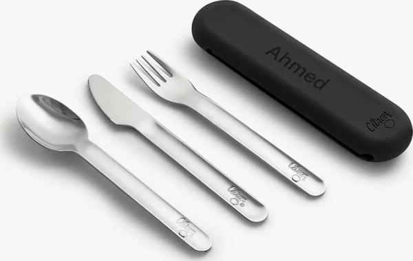Citron Silikon Kılıflı Paslanmaz Çelik 3'lü Çatal Bıçak Kaşık Takımı - Black 1073810 - Image 1