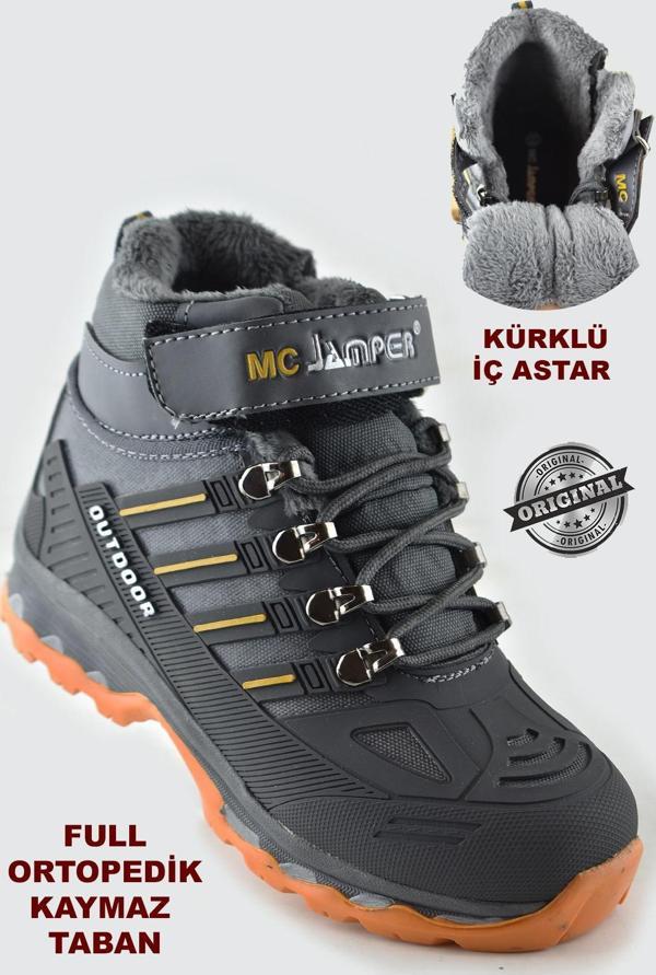4619 Ortopedik Kaymaz Taban İçi Kürklü Kışlık Çocuk Bot Ayakkabı Jamper - Image 1