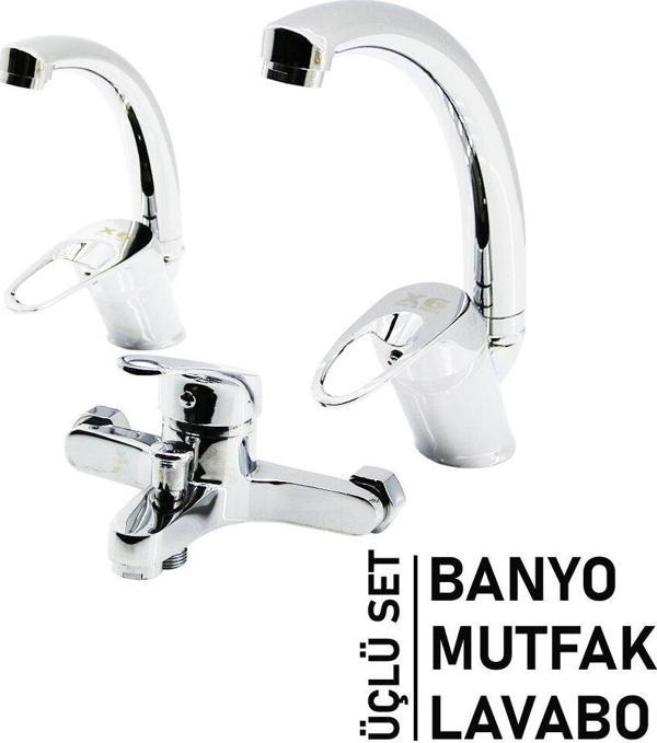 3LÜ SET   BANYO - EVYE MUTFAK - LAVABO   AÇ KAPA  MİX BATARYA MUSLUK  - Image 1