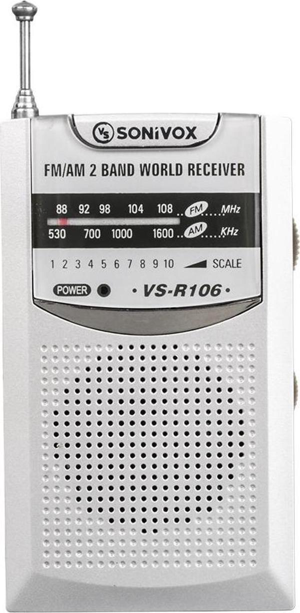 GÜMÜŞ RENK CEP TİPİ ANALOG FM RADYO VS-R106  - Image 1
