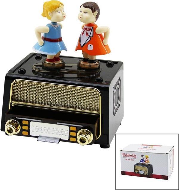 MÜZİKLİ  DEKORATİF  NOSTALJİK RADYO - DANS EDEN ÇOCUKLAR - TAKI KUTUSU  - Image 1