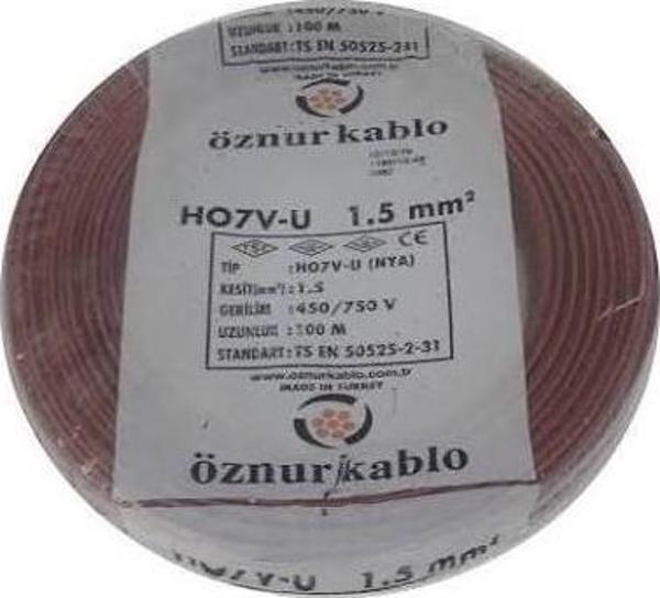 Öznur 1,5 Mm2 Nya Kablo Tek Damar Kahve Kablo 100m - Image 1