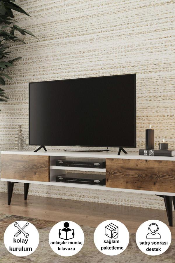 Liyano 140 Cm Kapaklı Raflı 2 Bölmeli Tv Ünitesi - Image 1