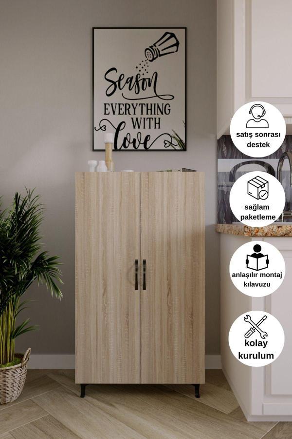 Liyano 3 Raflı 4 Bölmeli Dolap Erzak Dolabı Mutfak Dolabı Banyo Dolabı Çok Amaçlı Dolap - Image 1