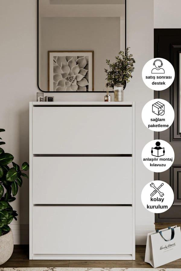 Liyano Düşer Kapak Ayakkabılık 3 Bölmeli Ayakkabılık - Image 1