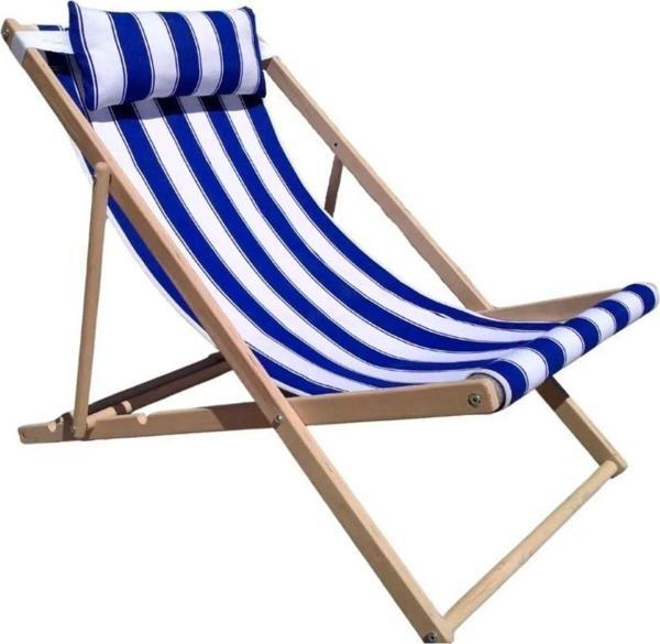 Holtech Holiday Ahşap Şezlong Bahçe Balkon Plaj Şezlongu Katlanır Kamp Sandalyesi - Image 1