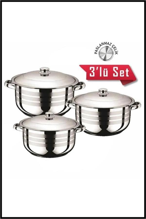 Royal Middle Çelik Tencere Seti 20 + 22 + 24 Cm - Image 1