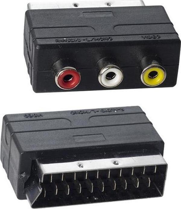 Ayt Scart Erkek Rca Dişi Ara Mini Adaptör Scart Girişini Renkli Rca Çıkışına Çevirici Dönüştürücü - Image 1