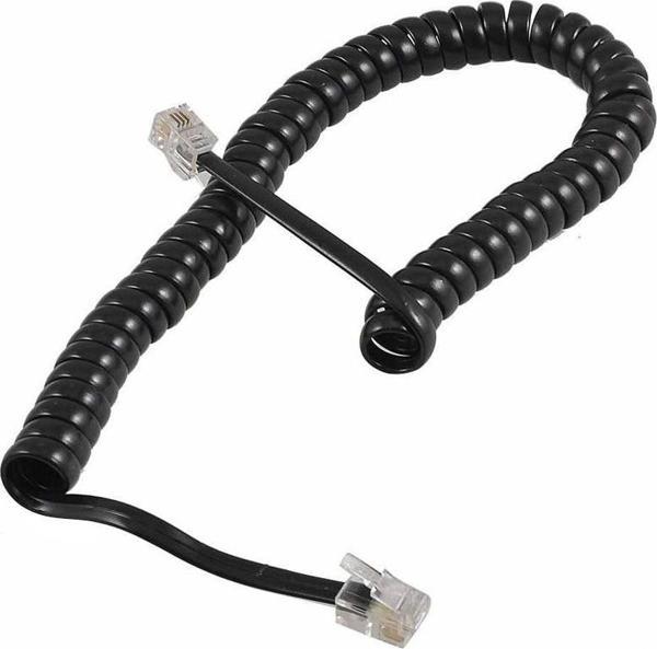 Ayt Telefon Spiral Kablo Siyah Masa Üstü Telefon Ahize Kablosu Jacklı Tak Çalıştır 4P 4C - Image 1