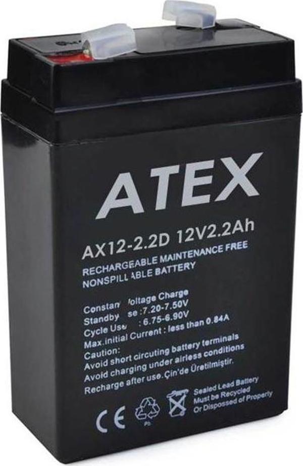 Ayt Atex 12 Volt 2.2 Amper Dik Kare Akü AX-12V 70 X 46 X 101 mm - Image 1