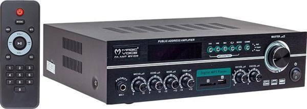 Magicvoice MV-530 120 Watt USB-SD-Bluetooth 2 Bölgeli Amfi Hat Trafolu Amfi 3 Mikrofon Girişli Kumanda Eko Ayarı - Image 1