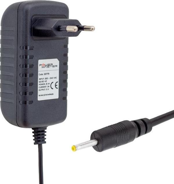 Powermaster Pm-33779 5 Volt 3 Amper 2.5 0.7 Uçlu Plastik Kasa Priz Tipi Adaptör - Image 1
