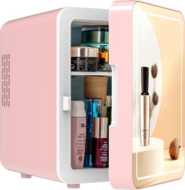 Mioji Mio 212 4L LED Işıklı Kozmetik Makyaj Krem Sıcak ve Soğuk Ayarlı Taşınabilir Fridge Mini Dolap - Pembe - Image 1
