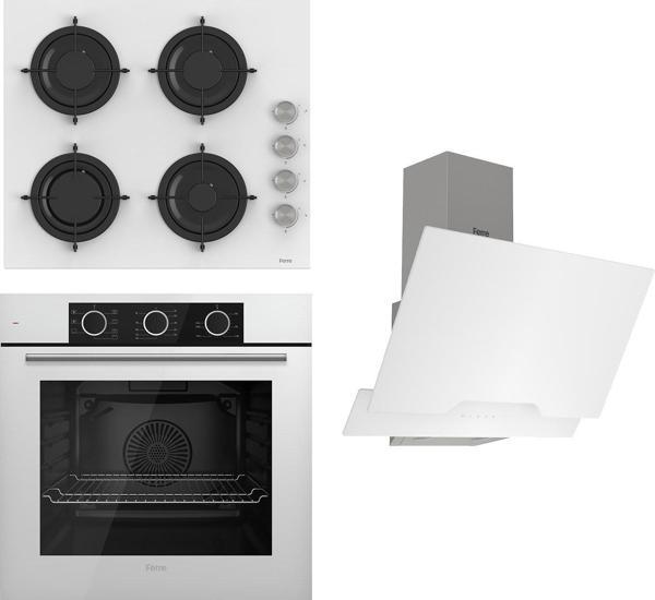 Ferre Flowart Basic Serisi Beyaz Ankastre Set (cs206 + Xe62cb + D064 ) - Image 1