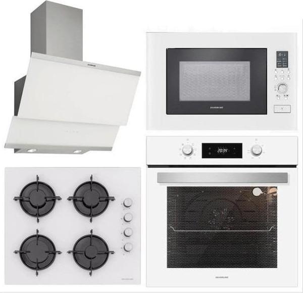 Silverline BO6504W01 - CS5349W01 - 3420 Classy 60 - MW9018W01 Beyaz Cam Ankastre Set - Image 1