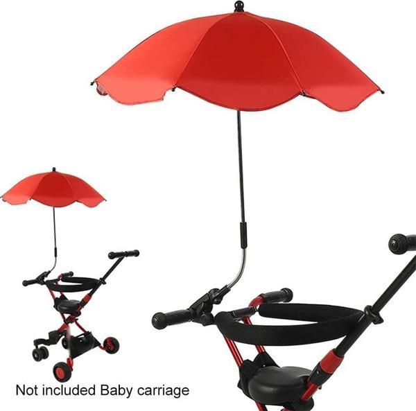 Valkyrie Bebek Arabası İçin Ayrılabilir 360 Derece Ayarlanabilir 66 cm Şemsiye - Kırmızı - Image 1