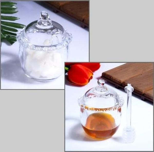 Bal kavanozu - kaşıklı cam bal kavanozu ballık şekerlik - Image 1