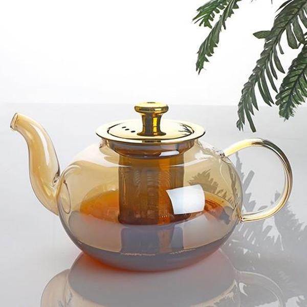 kendinden süzgeçli cam demlik - 1000 ml çaydanlık demliği gold - Image 1