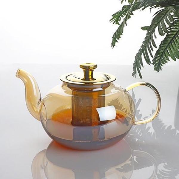 kendinden süzgeçli cam demlik - 800 ml çaydanlık demliği gold - Image 1