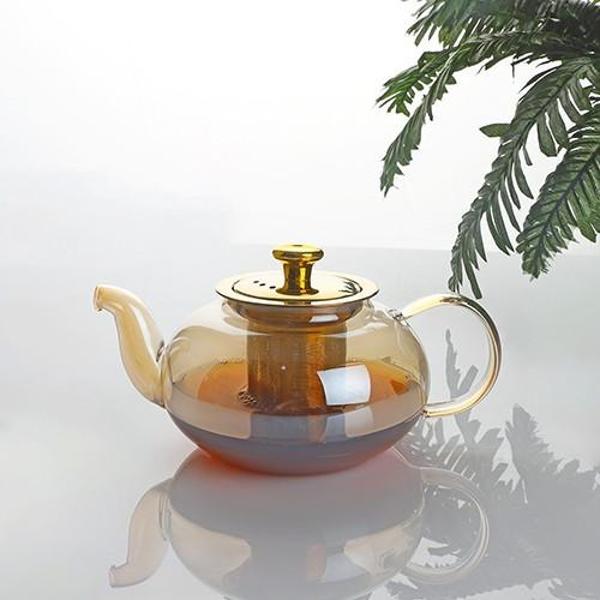kendinden süzgeçli cam demlik - 600 ml çaydanlık demliği gold - Image 1