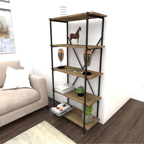Emkawood Lıons Metal Kitaplık 5 Raflı - Image 1