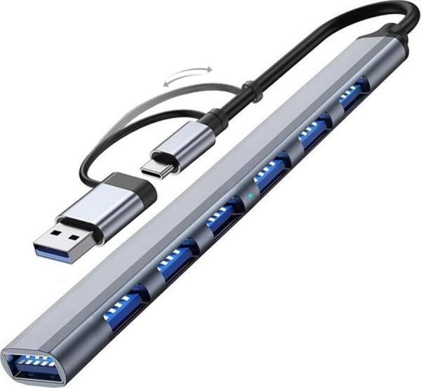 Coofbe 7in1 Usb Ve Type-C Girişli Usb Çoğaltıcı 7in1 USB 3.0 Çoğaltıcı Type-c To Usb Çevirici Akım Korumalı - Image 1