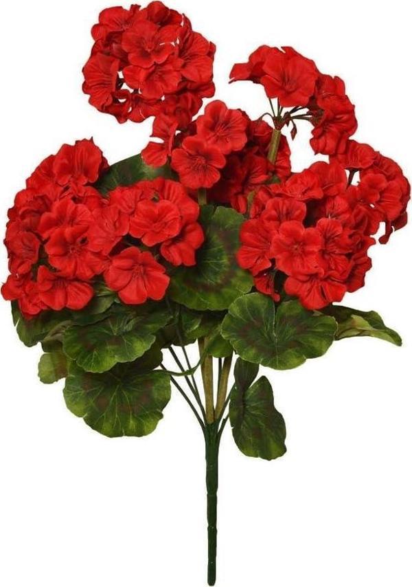 Yapay Çiçek Sardunya Demeti 40*25cm 1.Kalite KIRMIZI Balkon Çiçeği - Image 1